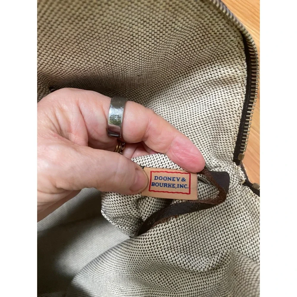 Vintage Y2K Dooney & Bourke Pebbled Leather Bowler Satchel‎ Bag Brown Tassel